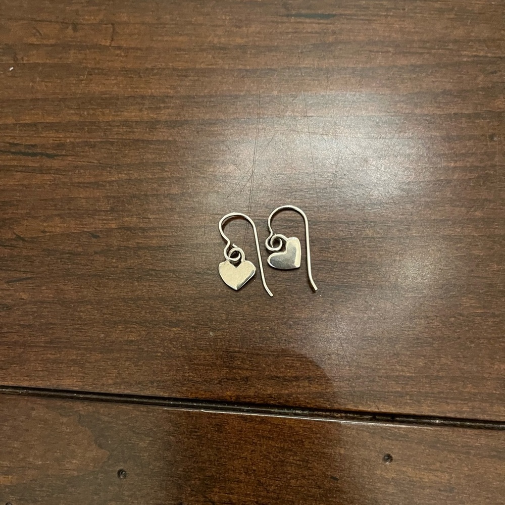 Heart drop sterling silver earrings